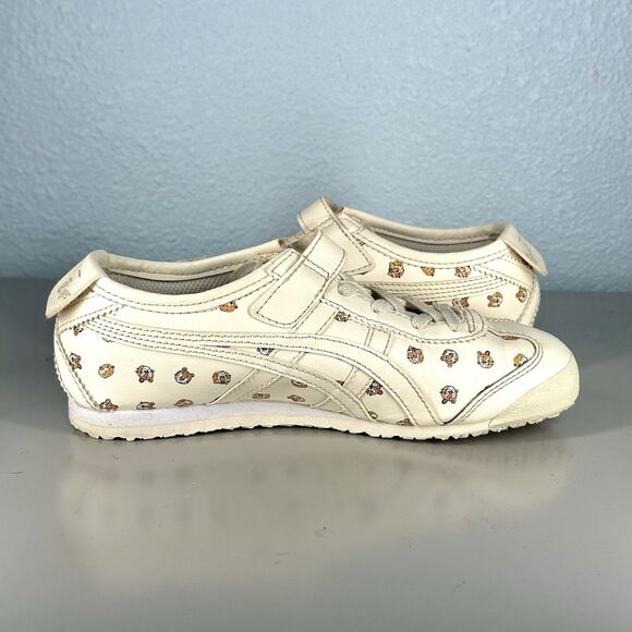 Onitsuka Tiger Shoes Kids Size 2 Mexico 66 Cream Tiger Print Fashion Sneakers - Picture 6 of 16